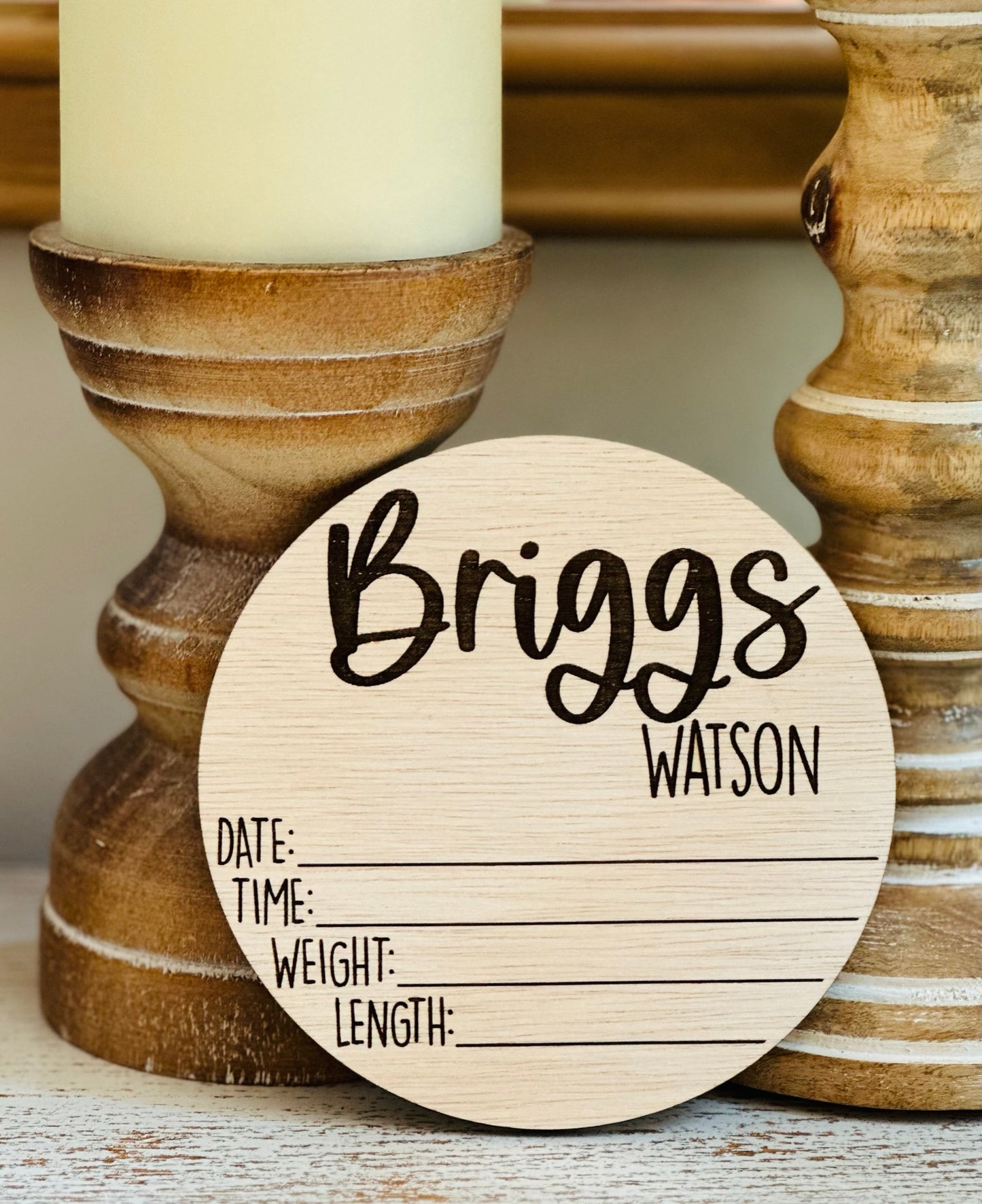 Personalized Newborn Birth Announcement Round