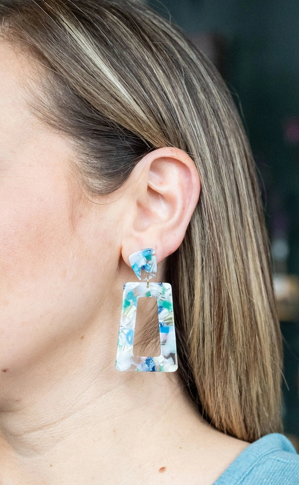 Spring Confetti Rectangle Drop Earrings