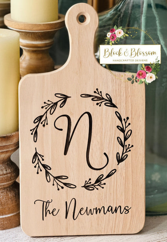Wreath Initial Wood Paddle Board