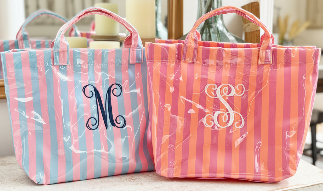 Personalized Striped Tote Bag