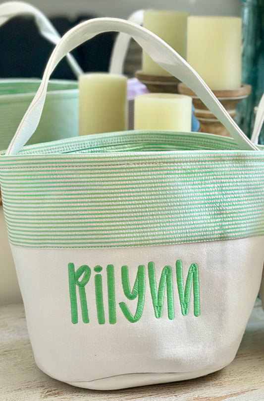 Embroidered Canvas Easter Basket