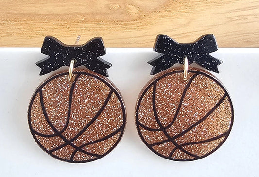 Game Day Basketball Bow Earrings