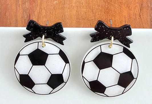 Game Day Soccer Bow Earrings