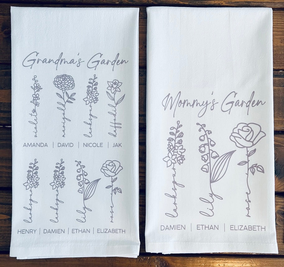 Birth Flower Tea Towel