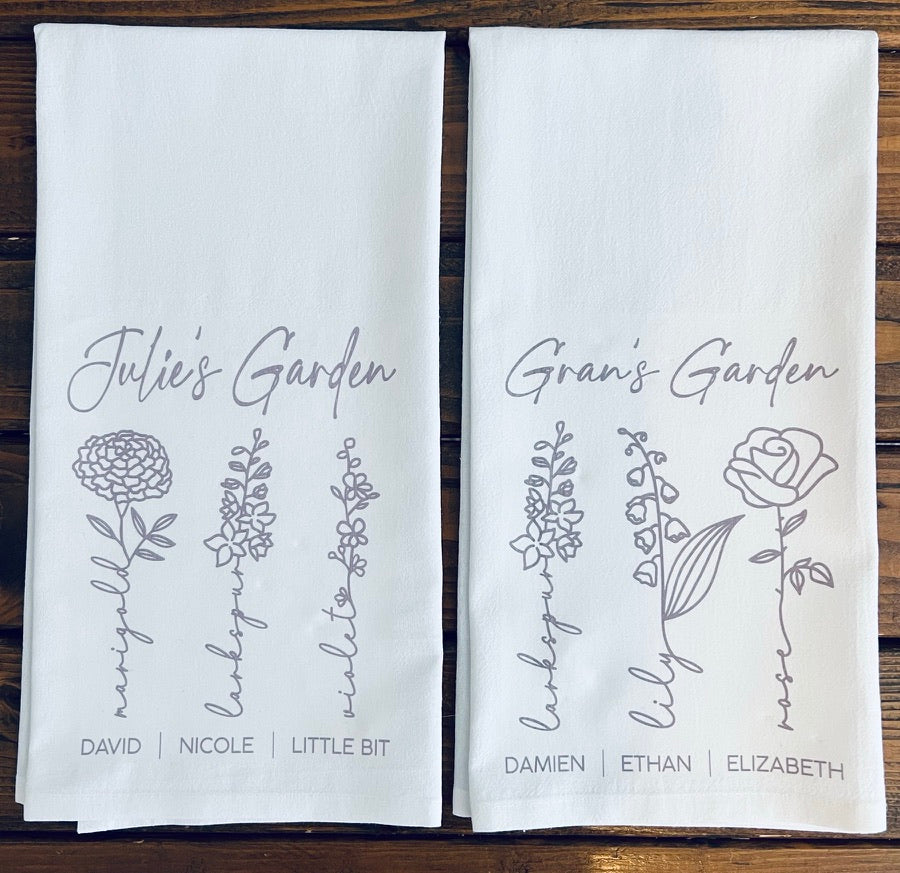 Birth Flower Tea Towel