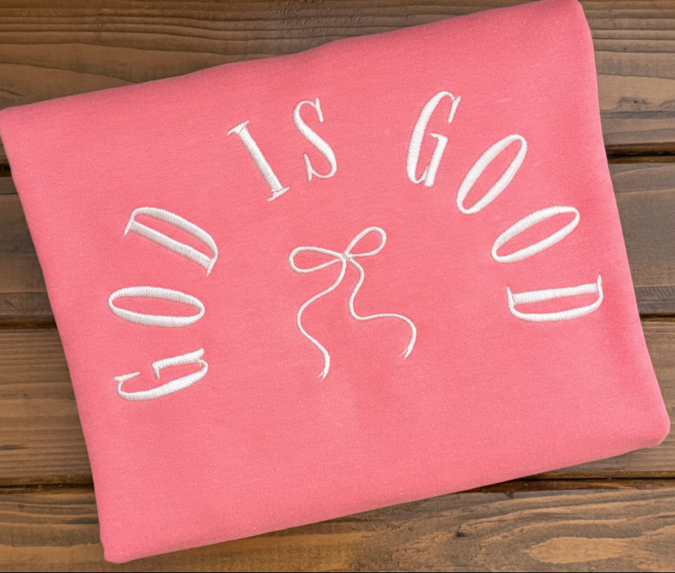 God Is Good Bow Embroidered Shirt
