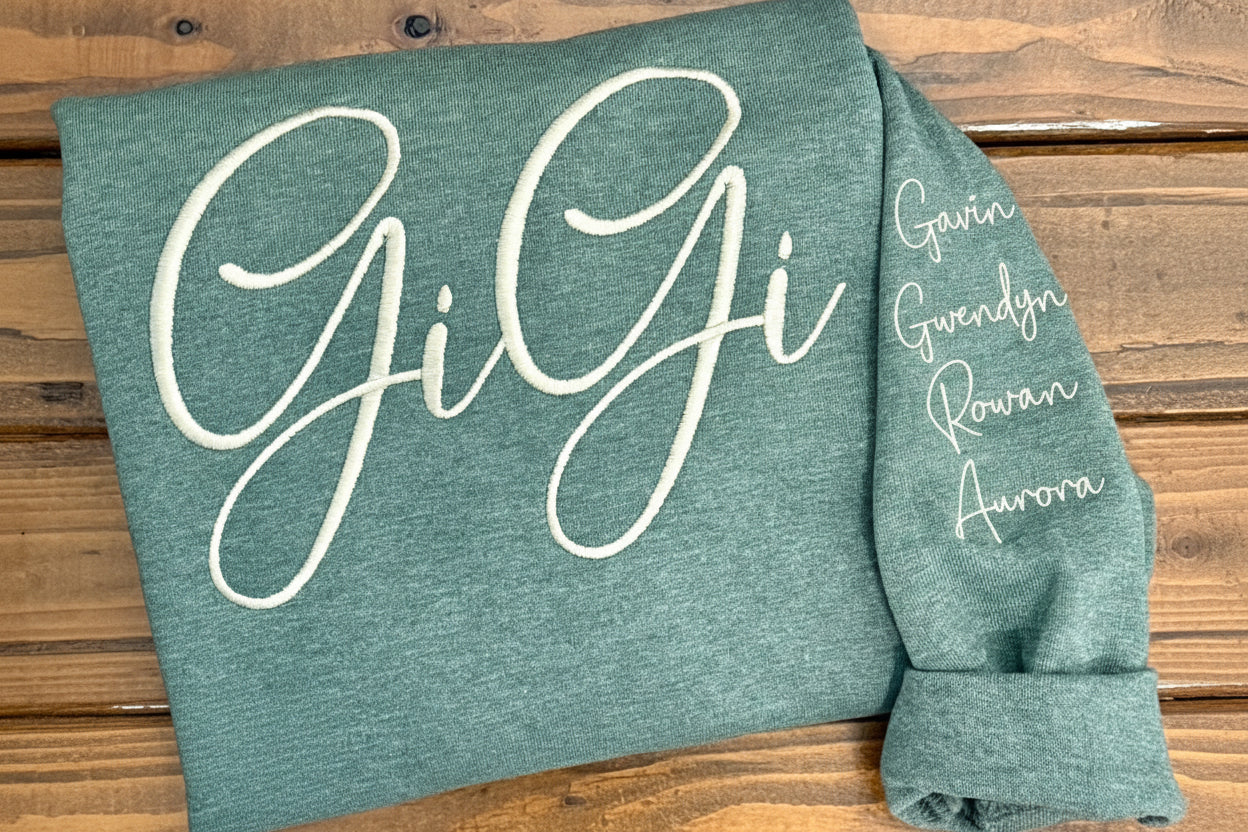 Script Embroidered Sweatshirt with Name Sleeves