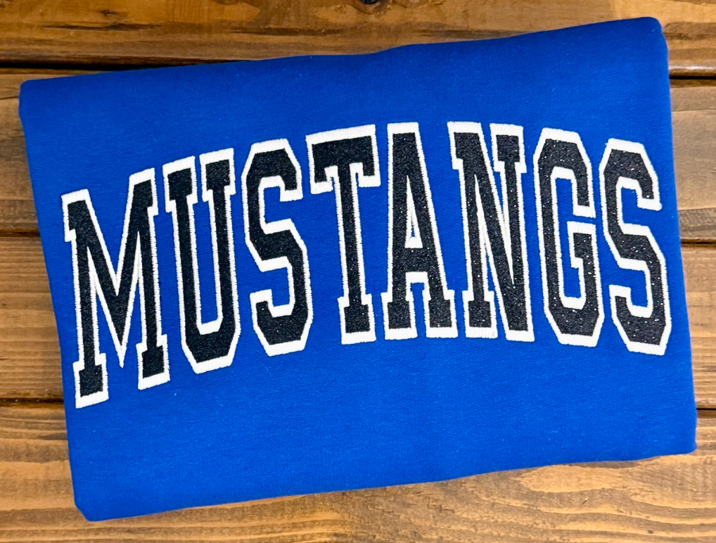Varsity Glitter Outline Embroidered Sweatshirt