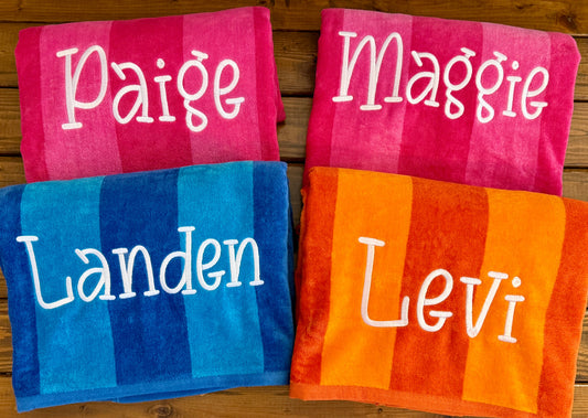Personalized Striped Beach Towel