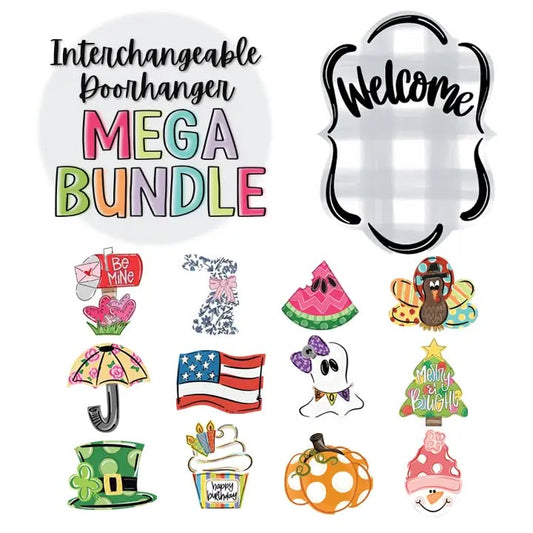 Welcome Door Hanger with 12 Interchangeable Seasonal Attachments
