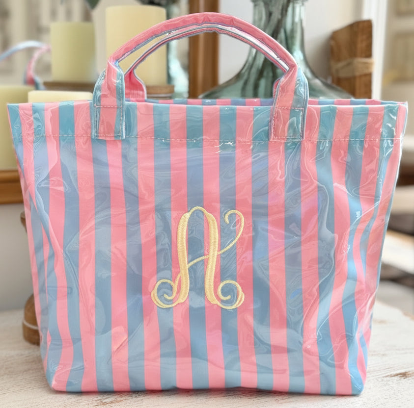 Personalized Striped Tote Bag