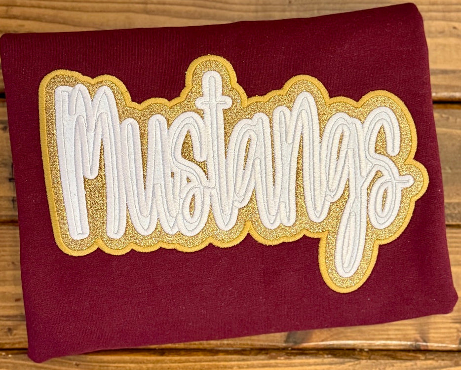 Varsity Layered Glitter Appliqué Sweatshirt