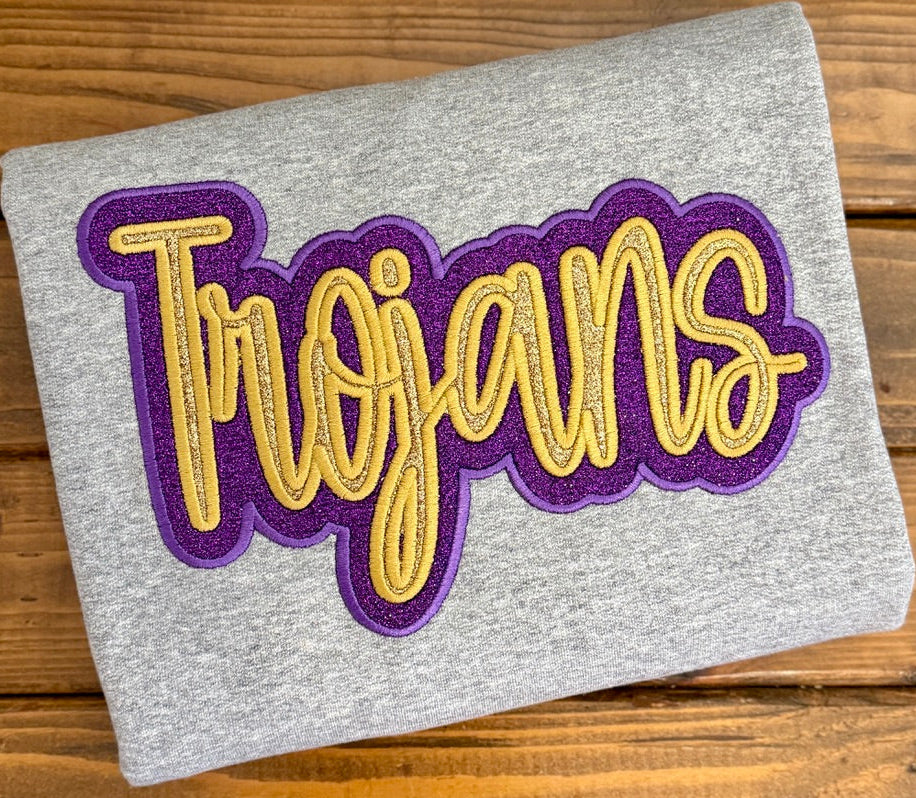Varsity Layered Glitter Appliqué Sweatshirt