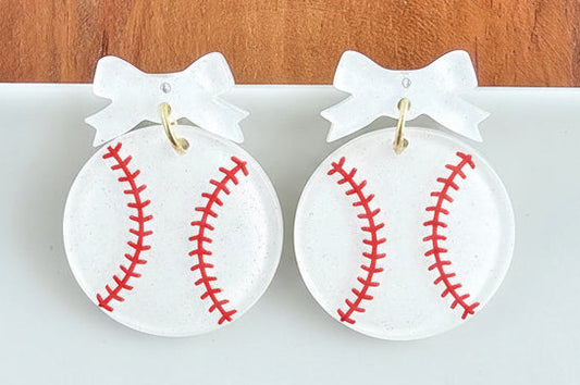 Game Day Baseball Bow Earrings