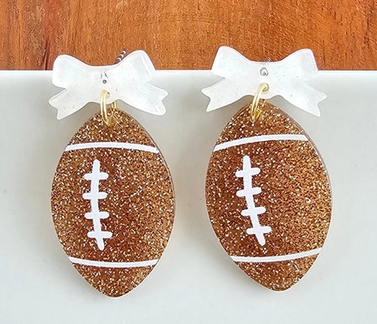Game Day Football Bow Earrings