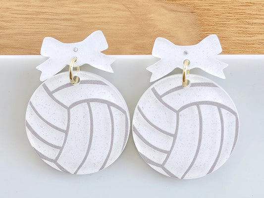 Game Day Volleyball Bow Earrings