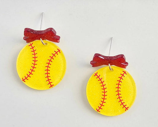 Game Day Softball Bow Earrings